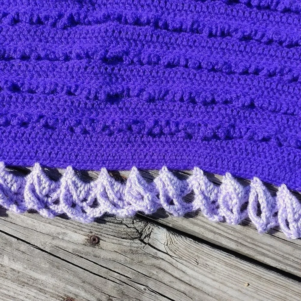 Hand Crochet Purple Lavender Lace Like Crochet Tri